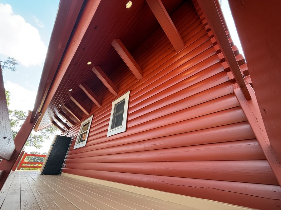 Residential and commercial painting project photo - painting residential blue home wide
