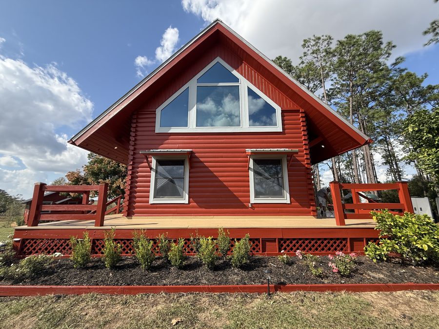 Residential and commercial painting project photo - painting residential blue home angle