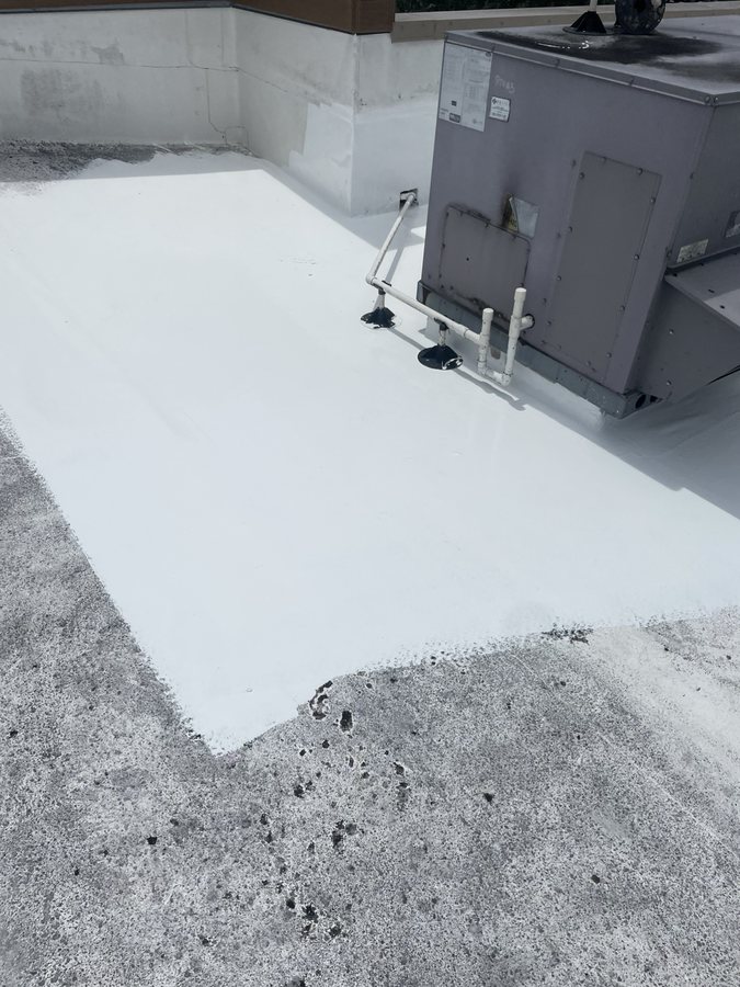 Liquid applied coating project photo - liquid applied coating rooftop unit detail