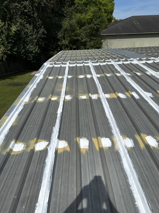 Liquid applied coating project photo - liquid applied coating metal roof seam prep