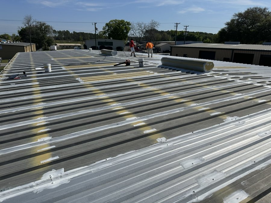 Liquid applied coating project photo - liquid applied coating metal roof prep wide
