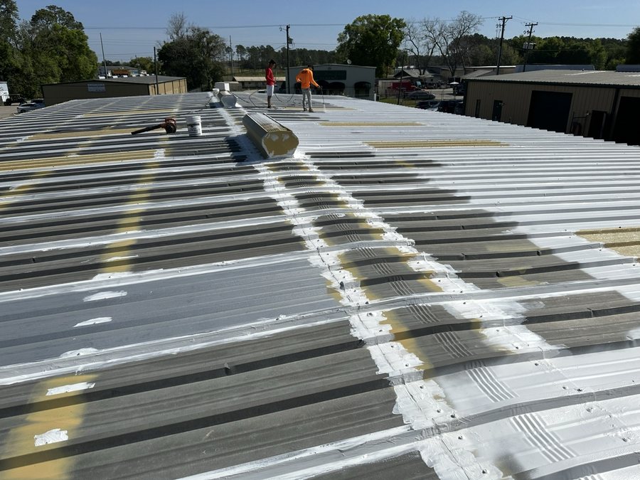 Liquid applied coating project photo - liquid applied coating metal roof progress