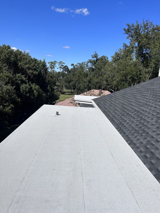 Low slope and TPO roofing project photo - low slope finished light roof