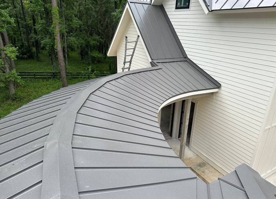 Metal roof detail from a Layfield Roofing and Construction project