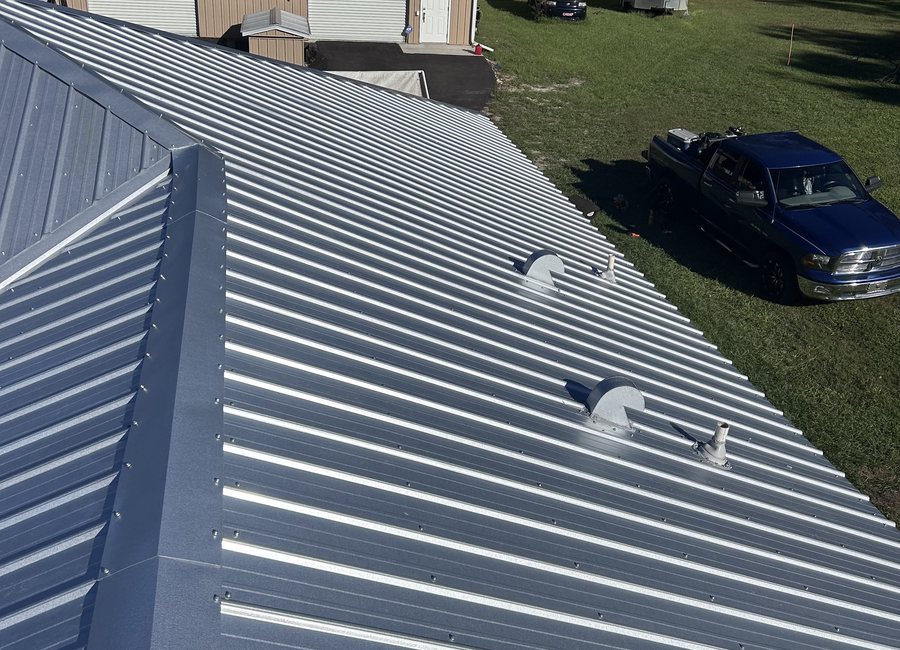 Metal roof detail from a Layfield Roofing and Construction project