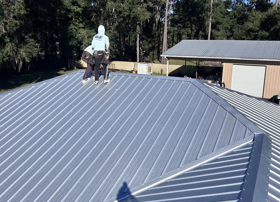 Metal roof detail from a Layfield Roofing and Construction project