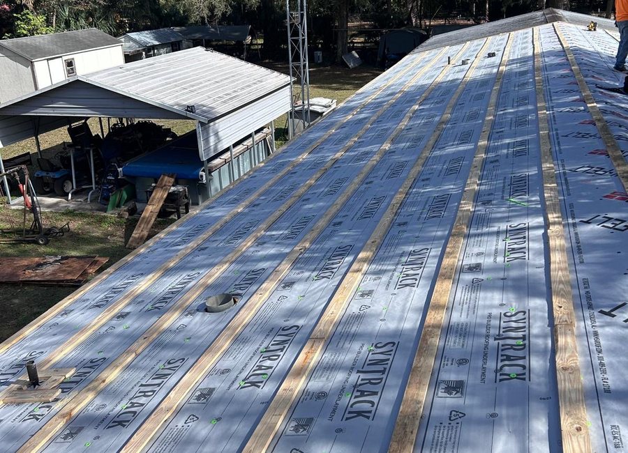 Metal roof progress from a Layfield Roofing and Construction project