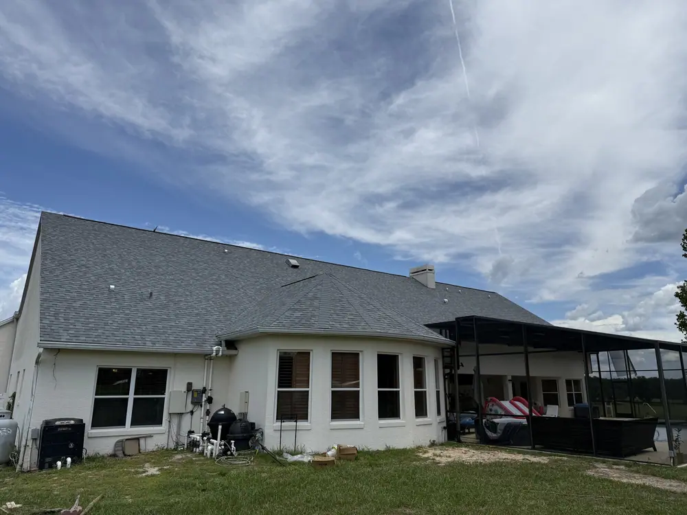 Completed shingle roof replacement on a residential home