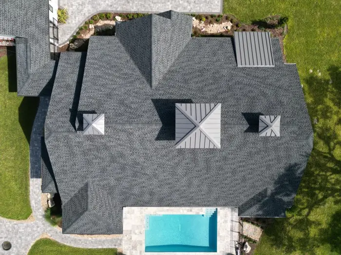 Finished shingle roof on a residential home