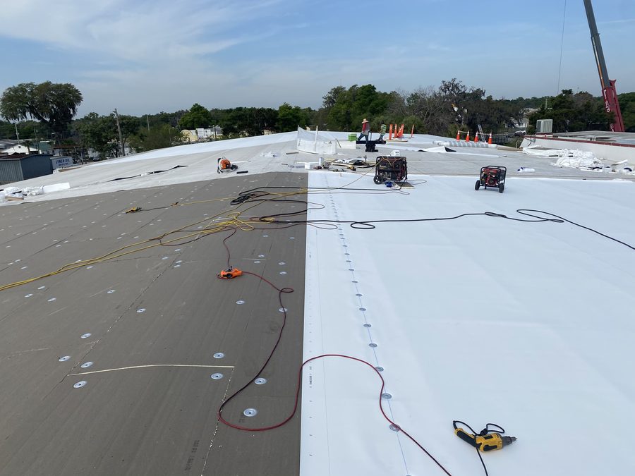 TPO roof installation overview on a low-slope roof